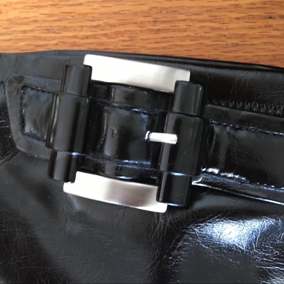 Franco Sarto Retro Style Fitted Black Patent Knee High Boots Black - Picture 4 of 9